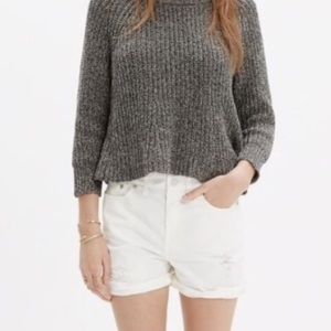 Madewell ripped cuffed white denim shorts size 27